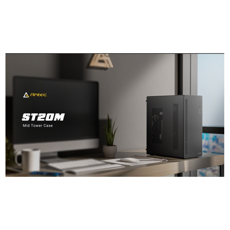 Antec ST20M   VPA550P, Mid Tower, mATX/ITX, 1x120mm Rear Fan, GPU ≤265mm, CPU ≤150mm, 550W PSU, Active PFC, 2x PCIe