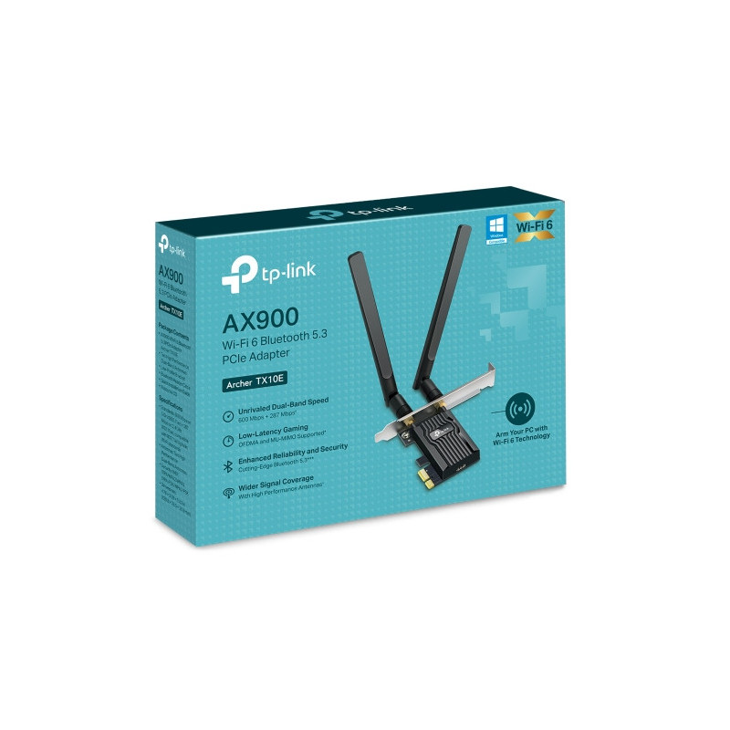 TP-Link Archer TX10E AX900 Wi-Fi 6 Bluetooth PCIe Adapter Dual bands 287Mbps at 2.4 GHz   600Mbps at 5 GHz