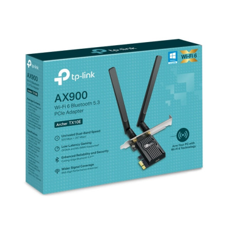TP-Link Archer TX10E AX900 Wi-Fi 6 Bluetooth PCIe Adapter Dual bands 287Mbps at 2.4 GHz   600Mbps at 5 GHz