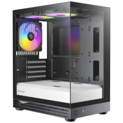 OKINOS AQUA UNO ZEBRA, Mini Tower, Micro-ATX/ITX, tempered glass, 3×120mm ARGB fans, USB 3.0   Type-C, ≤309mm GPU, ≤165m