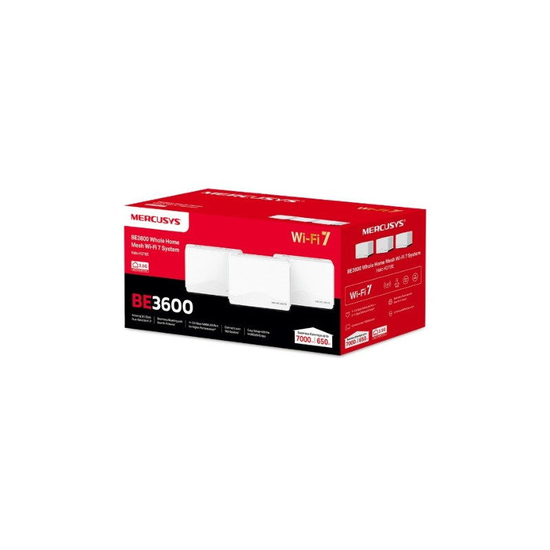 Mercusys Halo H27BE(3-pack) BE3600 Whole Home Mesh Wi-Fi 7 System, 688 Mbps at 2.4 GHz, 2880 Mbps at 5 GHz, MLO, 4096-QAM, OF