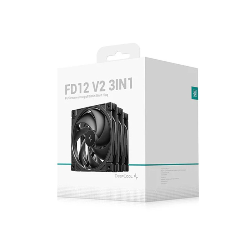 DeepCool FD12 V2 3IN1  120mm  Performance Integral Blade Silent Ring Case Fans, 4-pin PWM, 500~2500 RPM, Hydro Bearing