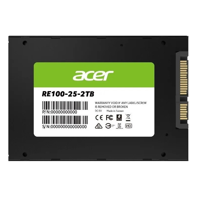 ACER RE100-2TB SSD 2.5 SATA  lll Writing Speed 503 MB/s Reading Speed 558 MB/s BL.9BWWA.110 -5 Year Warranty