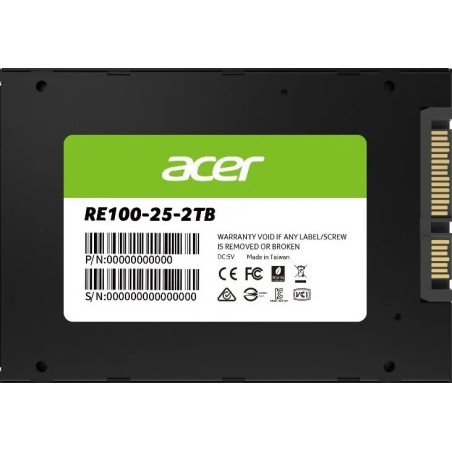 ACER RE100-2TB SSD 2.5 SATA  lll Writing Speed 503 MB/s Reading Speed 558 MB/s BL.9BWWA.110 -5 Year Warranty