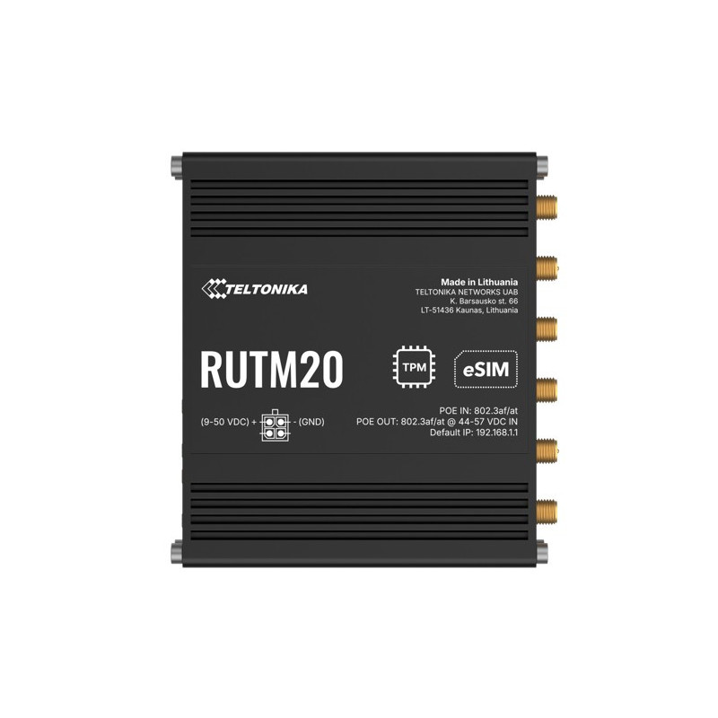 Teltonika RUTM20 COMPACT 5G ROUTER, Global 5G Telit, Dual SIM & eSIM, Active PoE, PSU included