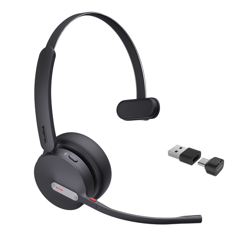 Yealink BH70 Bluetooth Wireless Mono Headset UC, 3 mic noise cancellation Talk time up to 35h BT51 C Dongle with Type A Adape