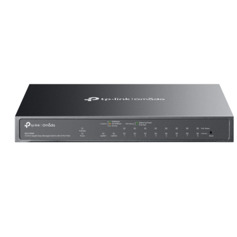 TP-Link ES210GMP Omada 10-Port Gigabit Easy Managed Switch with 8-Port PoE ,  Flow Control, Loopback Detection, Port Isolatio