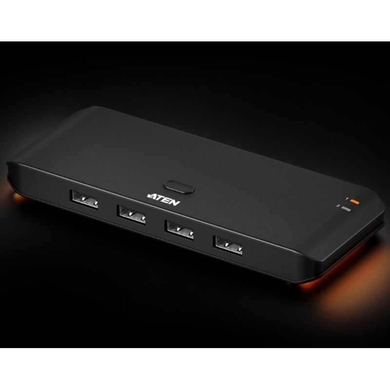 Aten Essential 2x4 USB 2.0 Sharing Switch, Sharing of four USB peripherals at 480 Mbps between two PCs at a press of the push