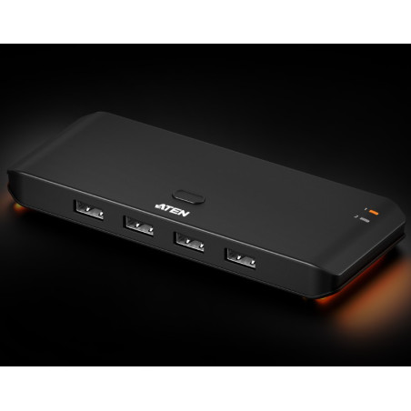 Aten Essential 2x4 USB 2.0 Sharing Switch, Sharing of four USB peripherals at 480 Mbps between two PCs at a press of the push