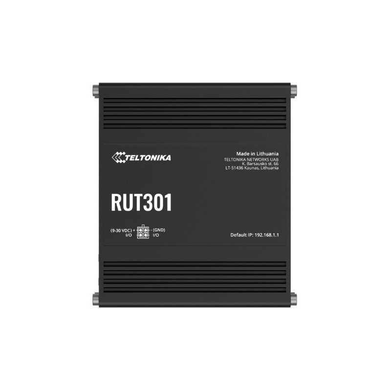 Teltonika RUT301 Industrial Ethernet Router, Rugged Industrial Ethernet Router, 5 Ethernet Ports, 2 Configurable Digital Inpu