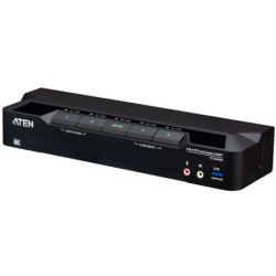 Aten Desktop 4-Port USB 3.0 8K DisplayPort Dual-Display KVMP™ Switch, Up to 7680 × 4320 @ 60 Hz, 5120 × 2880 @ 60 Hz (Cab