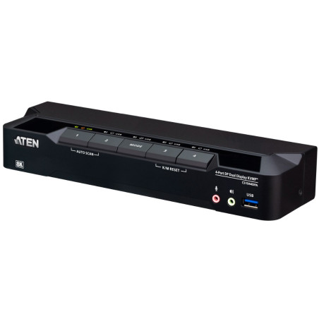 Aten Desktop 4-Port USB 3.0 8K DisplayPort Dual-Display KVMP™ Switch, Up to 7680 × 4320 @ 60 Hz, 5120 × 2880 @ 60 Hz (Cab