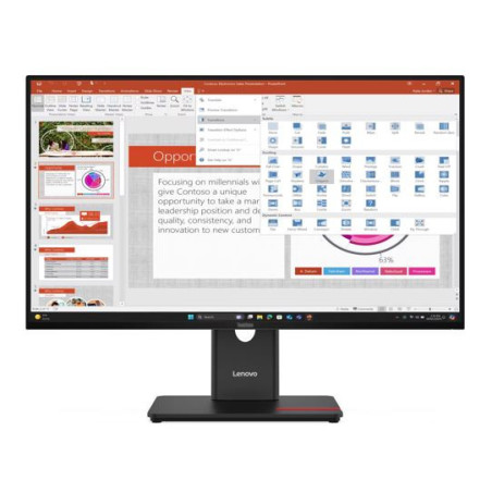 LENOVO ThinkVision T27i-40 27' FHD IPS Monitor 120Hz 1920x1080 16:9 Height Adjustable Tilt Swivel Pivot USB-C 15W PD 3xUSB-A 