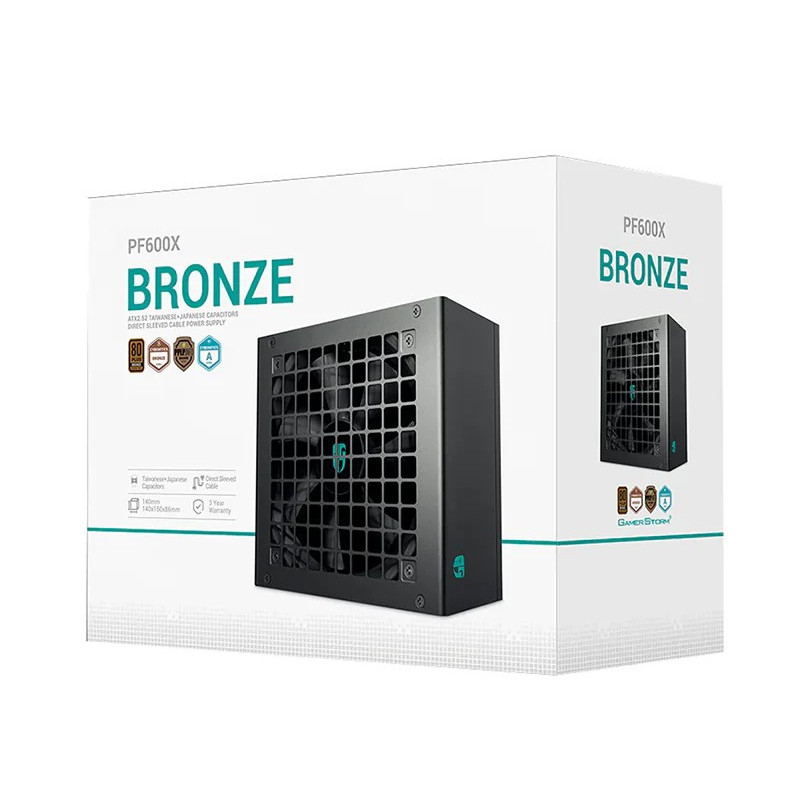 DeepCool PF600X 600W Gamer Storm 80  Bronze/ Cybenetics ATX Power Supply 120mm Fan, Japanese & Taiwanese Capacitors, DC to DC