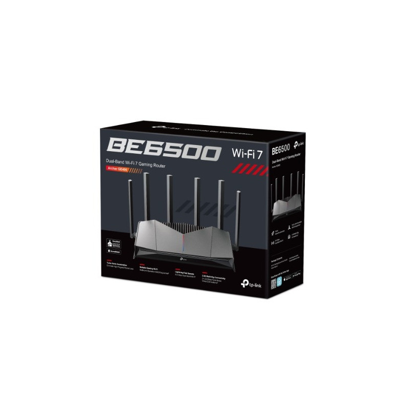 TP-Link Archer GE400 BE6500 Dual-Band Wi-Fi 7 Gaming Router (WIFI7) 688 Mbps at 2.4 GHz   5765 Mbps at 5 GHz, 6× external An