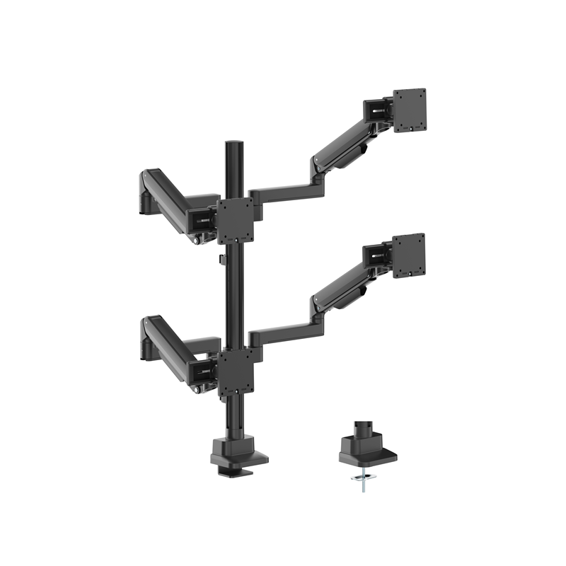 Brateck Modular Mechanical Spring Quad Monitor Arm with Sliders,  from 17'-40', weight capacity (per flat screen) 11kg, 180°