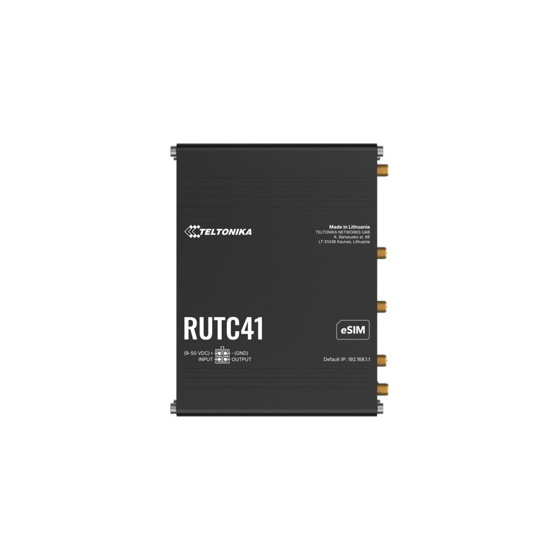 Teltonika RUTC41 4G EDGE ROUTER, Dual-core, Dual-band Wi-Fi 6, 1 GB RAM, and 8 GB flash memory, eSIM, PSU included.