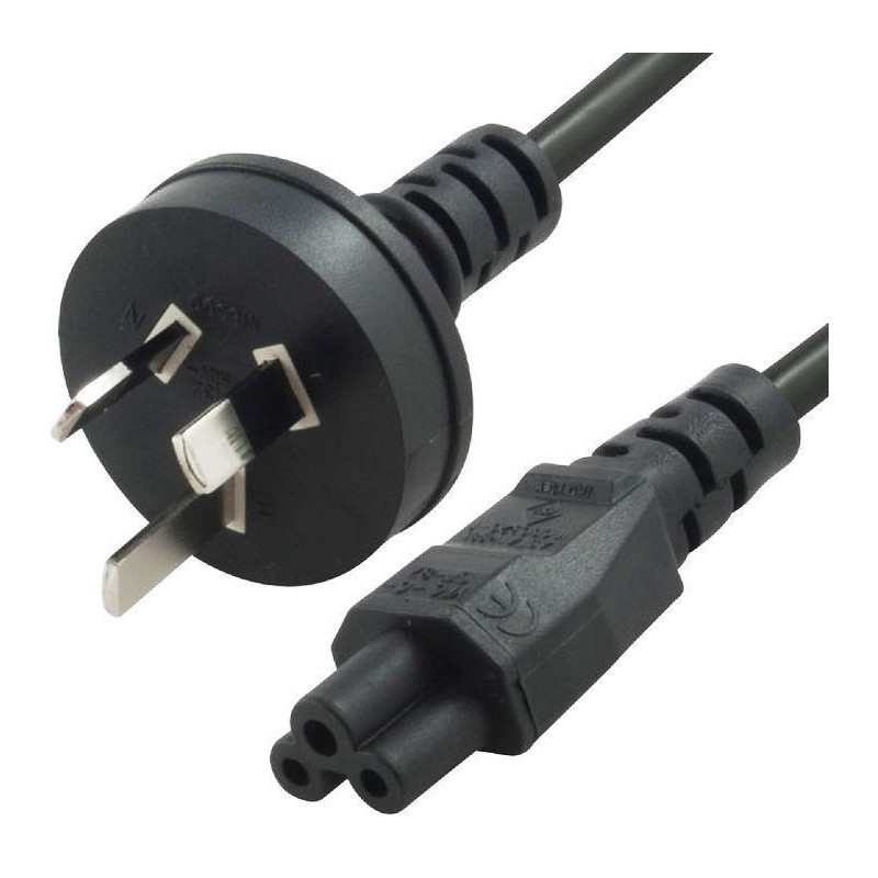 8ware 1m AU Power Lead Cord Cable 3-Pin AU to ICE 320-C5 Cloverleaf Plug Mickey Type Black Male to Female 240V 7.5A 3 core No