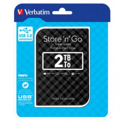Verbatim 2TB 2.5' USB 3.0 Black Store'n'Go HDD Grid Design, Ultra Portable, High Speed & Capacity. Backup and Store   Nero Ba