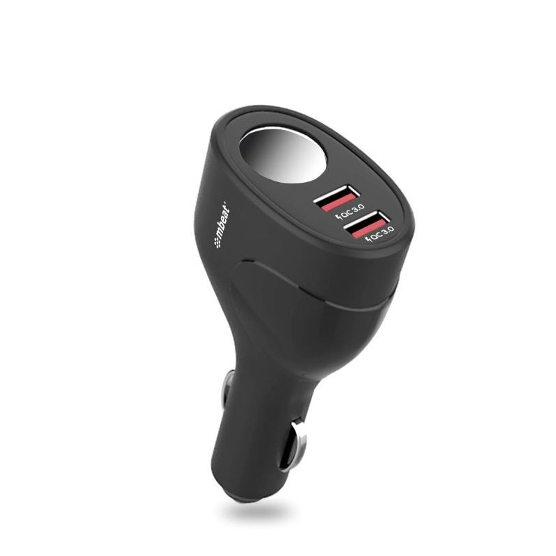 （LS） mbeat®  Gorilla Power Dual Port QC3.0 Car Charger and Cigarette Lighter Extender features built-in over heat Packag