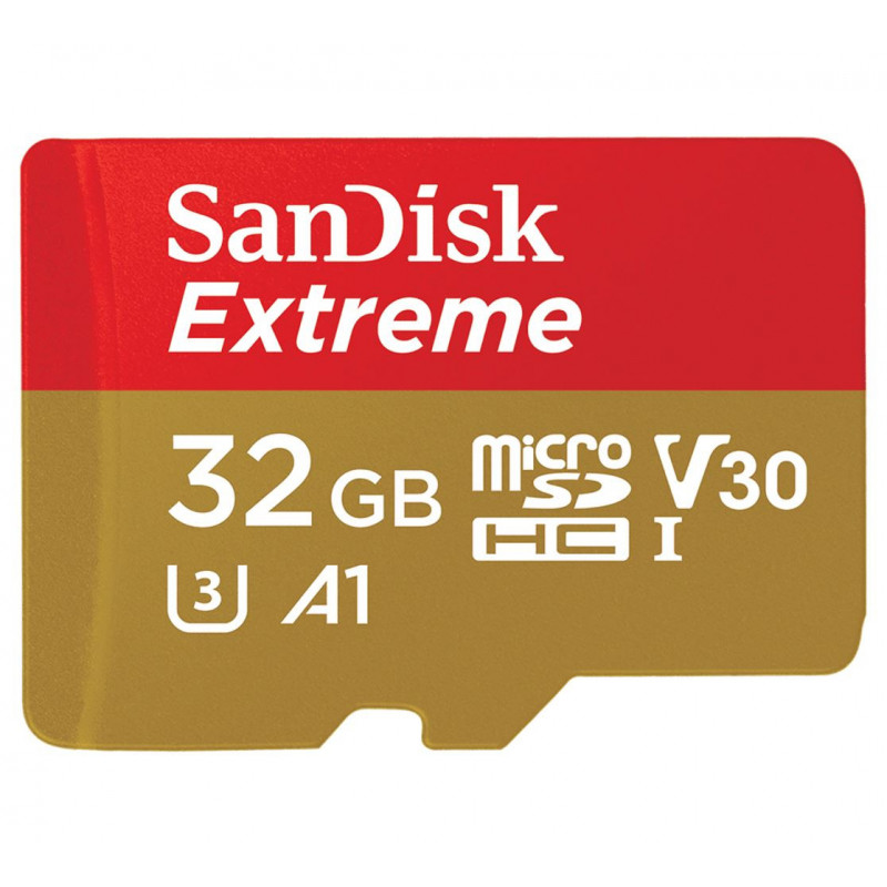 SanDisk Extreme 32GB microSD SDHC V30 U3 C10 A1 UHS-1 100MB/s R 60MB/s W 4x6 SD Adaptor Android Smartphone Action Camera Dron