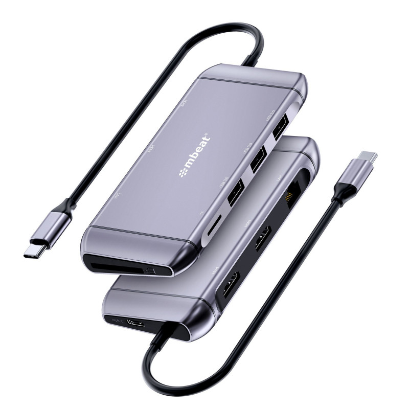 mbeat®  Elite X11 Dual Display Docking Station - 2x 4K HDMI, 1xUSB-C Power Delivery 100W, 3xUSB 3.0, MicroSD/SD Card, 1x RJ4