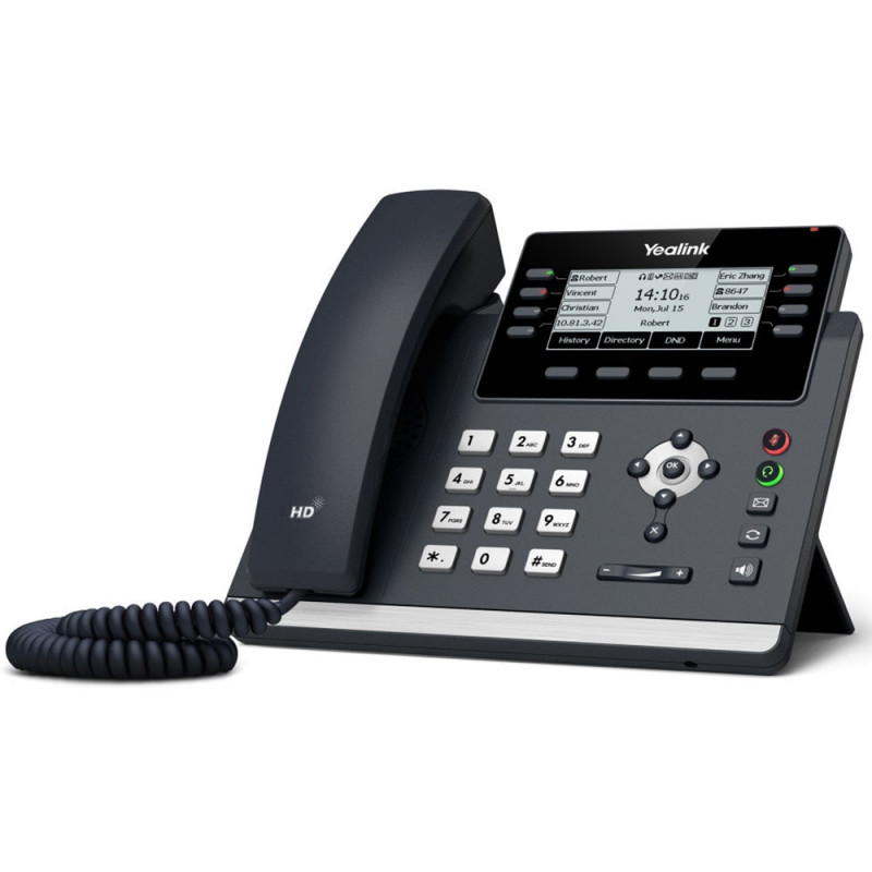 Yealink T43U 12 Line IP phone, 3.7' 360x160 pixel Graphical LCD with backlight, Dual USB Ports, POE Support, Wall Mountable, 