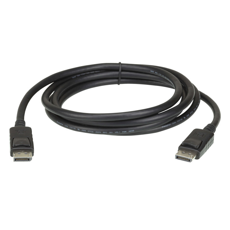 Aten 2m DisplayPort Cable, supports up to 3840 x 2160 @ 60Hz, 28 AWG copper wire construction for high-definition media conne