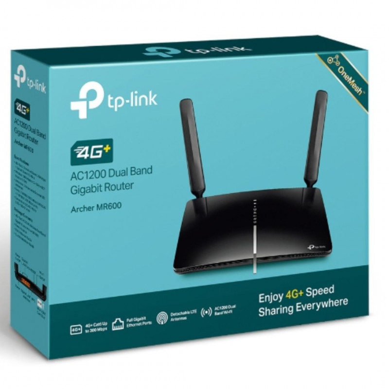 TP-Link Archer MR600 4G  Cat6 AC1200 Wireless Dual Band Gigabit Router OneMesh 300Mbps@2.5Ghz 867Mbps@5Ghz, 4G  SIM Slot, 2 D