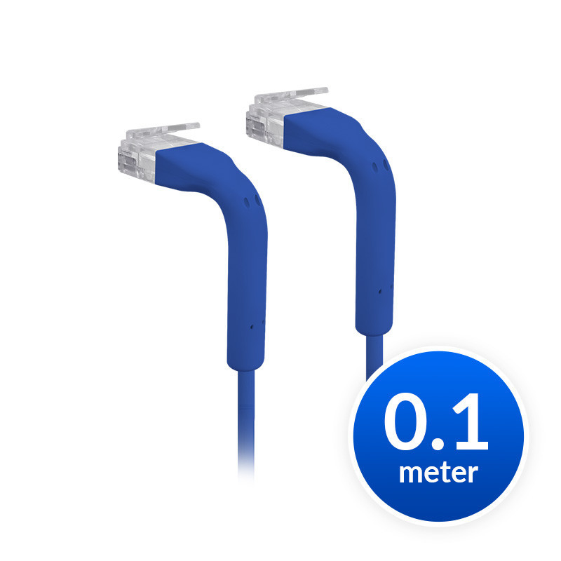 Ubiquiti UniFi Patch Cable Single Unit, 0.1m, Blue, Both End Bendable to 90 Degree, RJ45 Ethernet Cable, Cat6, Ultra-Thin 3mm