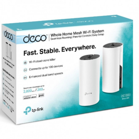 TP-Link Deco M4 (2-pack) AC1200 Whole Home Mesh Wi-Fi (2-Pack), Up to 1167 Mbps, Parental Controls, Seamless AI Roaming, Gami