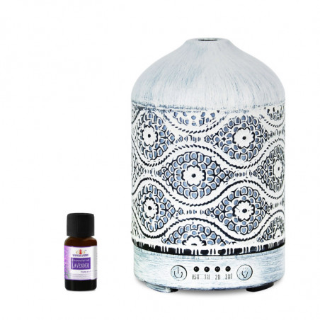 (LS) mbeat® activiva Metal Essential Oil and Aroma Diffuser-Vintage White -100ml Built-in 7 LED colour changing Auto stop mi