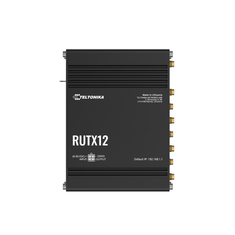 Teltonika RUTX12 Dual LTE CAT 6 Industrial Cellular Router, Dual SIM CAT6 4G LTE Router/Firewall with Dual Band WiFi 5, PSU i