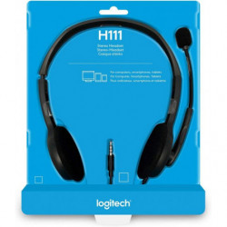 (LS) Logitech H111 Strereo Headset (Single 3.5mm Jack) Cable length: 7.71 ft (2.35 m)  2-Year Limited Hardware Warranty