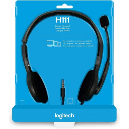 (LS) Logitech H111 Strereo Headset (Single 3.5mm Jack) Cable length: 7.71 ft (2.35 m)  2-Year Limited Hardware Warranty