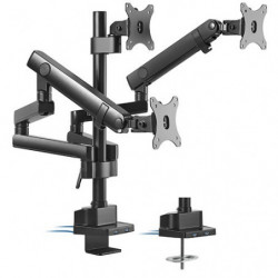 Brateck Triple Monitor Aluminum Slim Pole Held Mechanical Spring Monitor Arm Fit Most 17'-27' Monitors Up to 7kg per screen V