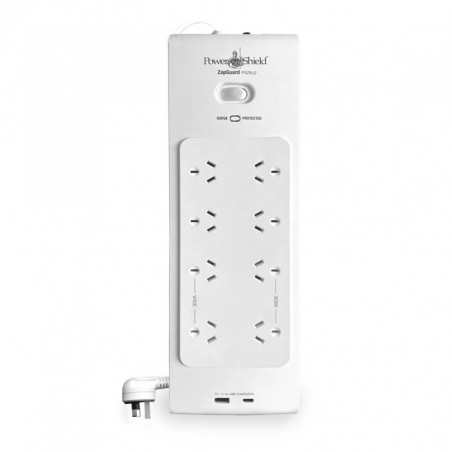 PowerShield PSZ8U2 ZapGuard 8 Way Power Surge Filter Board, USB A / C Connectors, Wide Spaced Sockets, Wall Mountable, $60,00