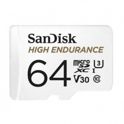 SanDisk High Endurance 64GB microSD 100MB/s 40MB/s 5K hrs 4K UHD C10 U3 V30 -40°C to 85°C Heat Freeze Shock Temperature Wat