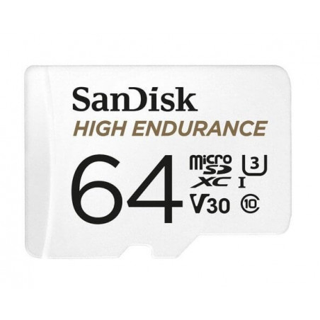 SanDisk High Endurance 64GB microSD 100MB/s 40MB/s 5K hrs 4K UHD C10 U3 V30 -40°C to 85°C Heat Freeze Shock Temperature Wat