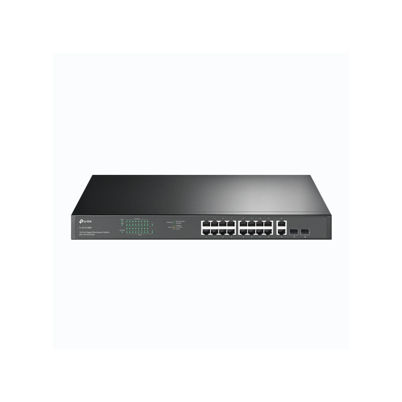 TP-Link TL-SG1218MP 18-Port Gigabit Rackmount Switch With 16 PoE  & 2 SFP Slots, 16× Gigabit PoE  Ports, 2× Gigabit Non-PoE