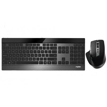 RAPOO 9900M Multi-mode Wireless Ultra-slim Keyboard & Mouse - Bluetooth 4.0, 2.4G Multi-Mode Switch, Ultra-Slim Keys, Adjusta