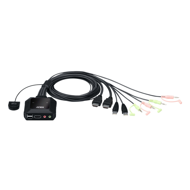 Aten 2 Port USB 4K @60Hz HDMI Cable KVM Switch with Remote Port Selector