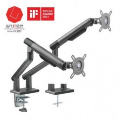 Brateck Dual Monitor Premium Slim Aluminum Spring-Assisted Monitor Arm Fix Most 17'-32' Monitor Up to 9kg per screen VESA 75x