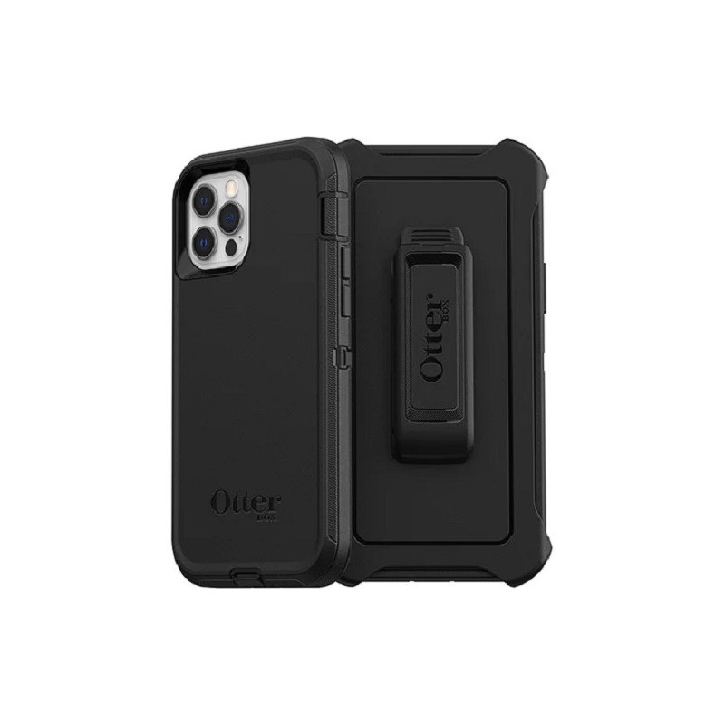 OtterBox Defender Apple iPhone 12 / iPhone 12 Pro Case Black - (77-65401), DROP  4X Military Standard, Included Holster, Rugg