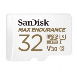 SanDisk Max Endurance 32GB microSD 100MB/s 40MB/s 20K hrs 4K UHD C10 U3 V30 -40°C to 85°C Heat Freeze Shock Temperature Wat