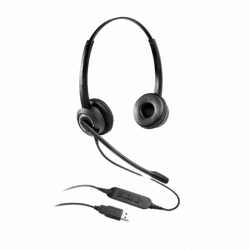 Grandstream GUV3000 Dual Ear USB Headset, Noise Canceling Microphone, HD Audio, 2m USB Cable, Suits Teams, Zoom, 3CX, Inline 
