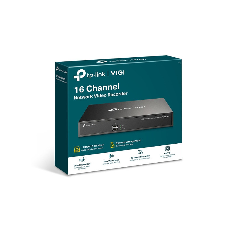 TP-Link VIGI NVR1016H 16 Channel Network Video Recorder, 24/7 Continuous Recording, Up To 10TB, 16 Channel Live View, UpTo 8M