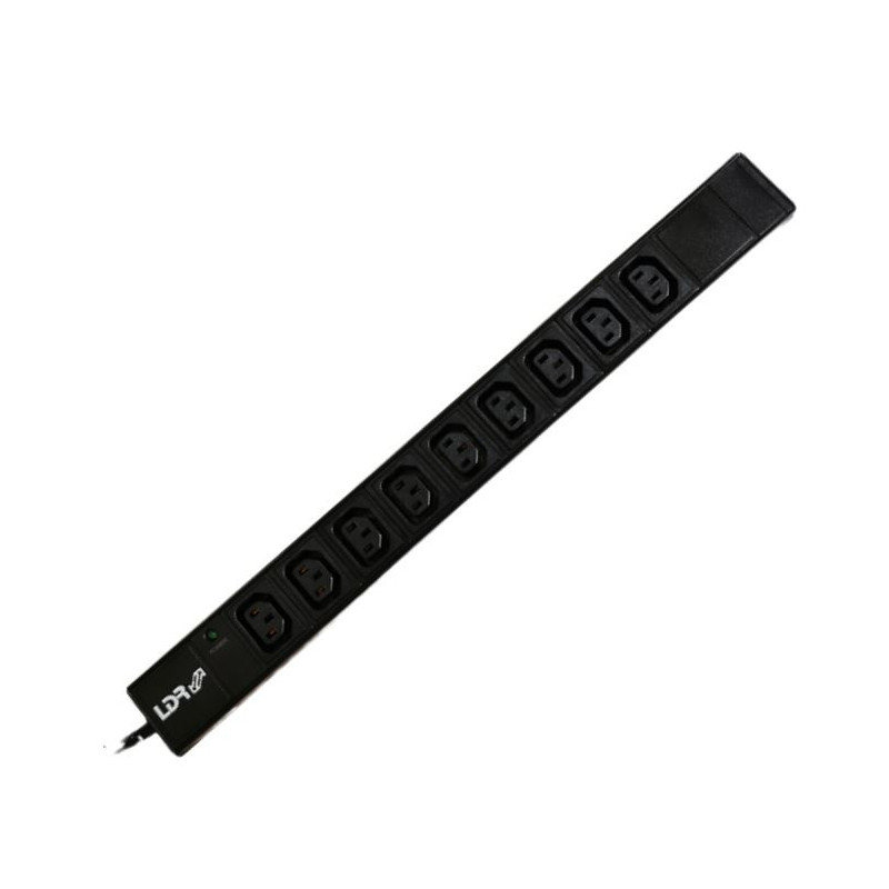 LDR 9‑Port 10A IEC C13 Power Distribution Unit(PDU),AU Approved,1U Vertical Mount,Aluminum Material With Power Indicator,2m