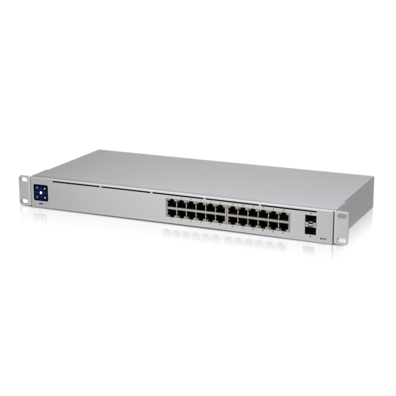 Ubiquiti UniFi 24 port Managed Gigabit Switch - 24x Gigabit Ethernet Ports, with 2xSFP - Touch Display - Fanless - GEN2,