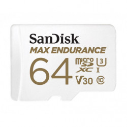 SanDisk Max Endurance 64GB microSD 100MB/s 40MB/s 20K hrs 4K UHD C10 U3 V30 -40°C to 85°C Heat Freeze Shock Temperature Wat